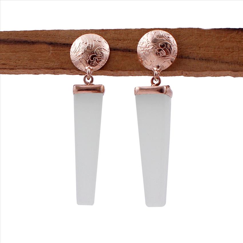 Agate Gemstone Earrings, Rose Gold Plated Stud Earring, Dangling Gemstone Earring, Handmade Gemstone Earring Jewelry AGE-37