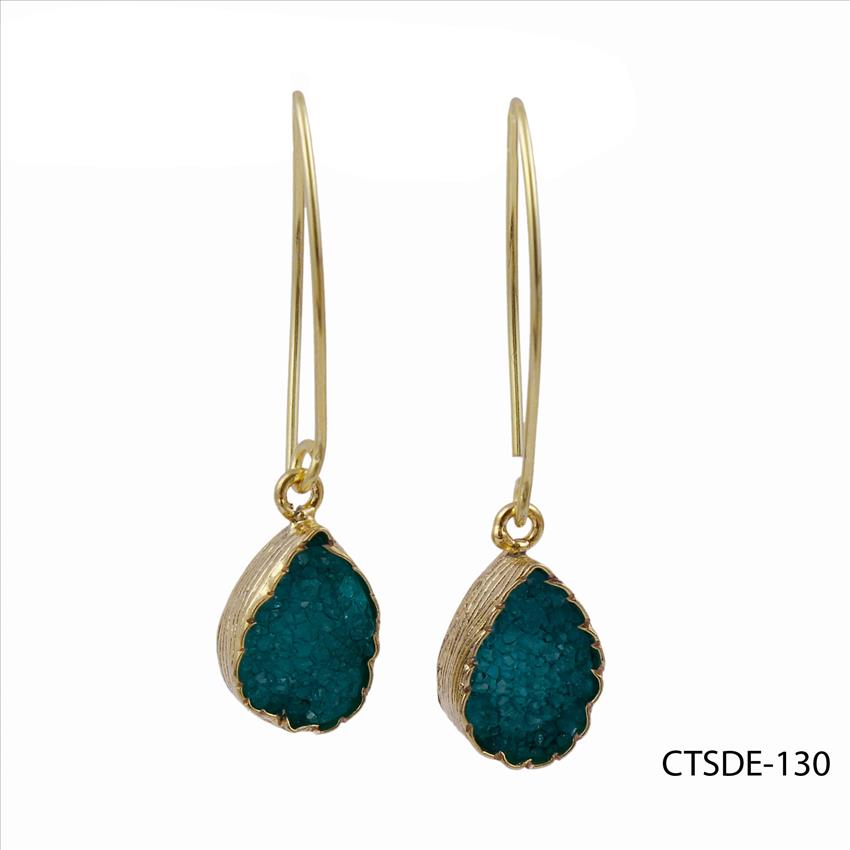 agate druzy gemstone, earrings, gold plated stud earrings, Hook Earrings Druzy Jewelry Earrings (CTSDE-130)