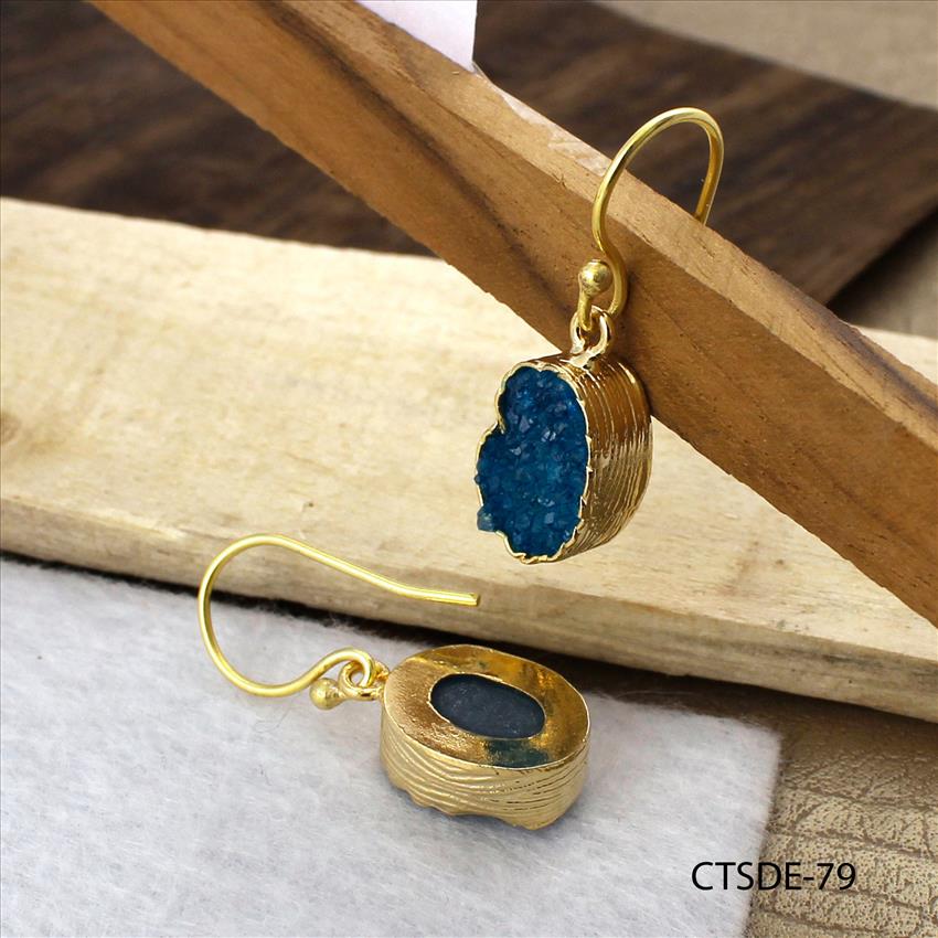 agate druzy earrings, earrings jewelry, gold plated earrings, dangle drop earrings Gold plated jewelry (CTSDE-75)