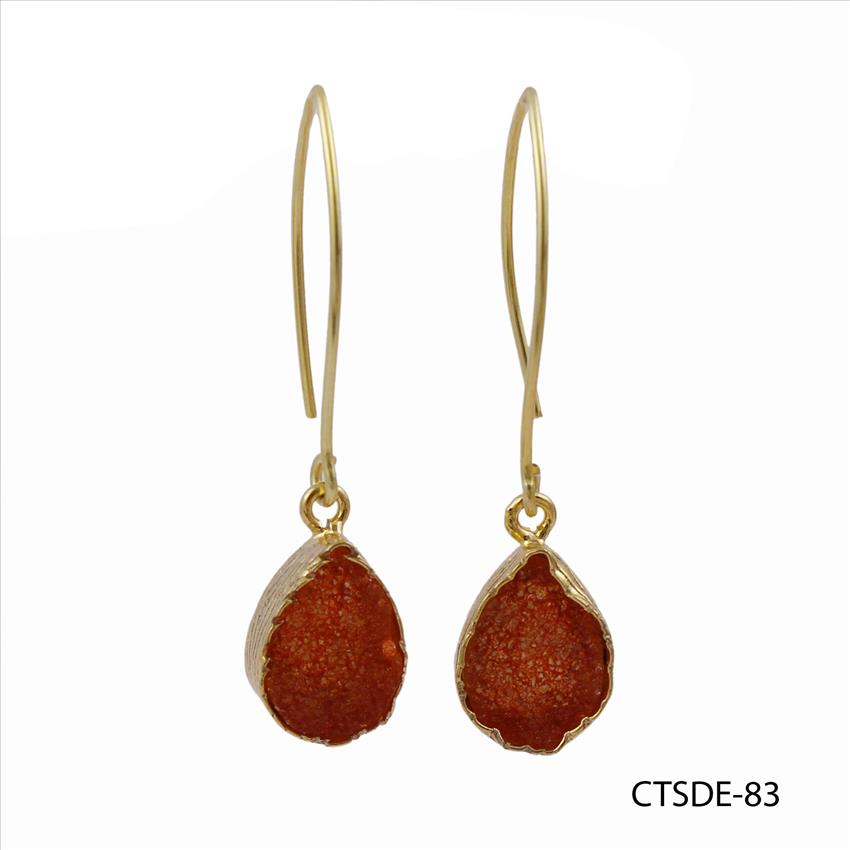 agate druzy gemstone, earrings, gold plated stud earrings, leaf designer earrings, Druzy Jewelry Earrings (CTSDE-83)