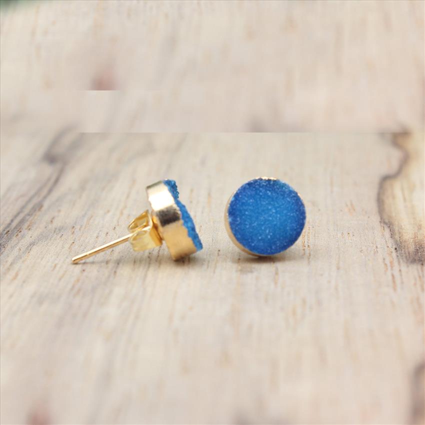Multi Natural Sugar Druzy Gemstone, Gold Plated Earring, Dangling Earrings Gemstone Earrings Jewelry (EJ-2123)