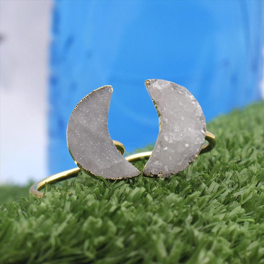 Minimalist Druzy Ring - Delicate Druzy Ring - Gold Plated Druzy Rings - Handmade Ring - Gemstone Ring Jewelry (MDR-5)