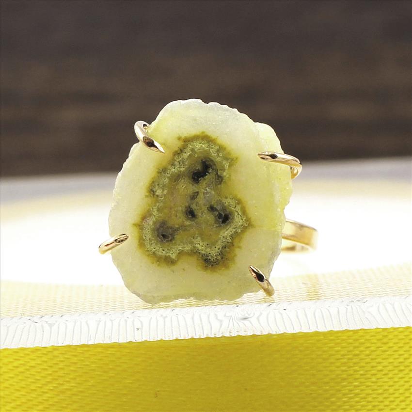 Yellow Solar Quartz Gemstone Ring, Gold Plated Ring, Prong With Adjustable Handmade Ring Jewelry (SPR-25)
