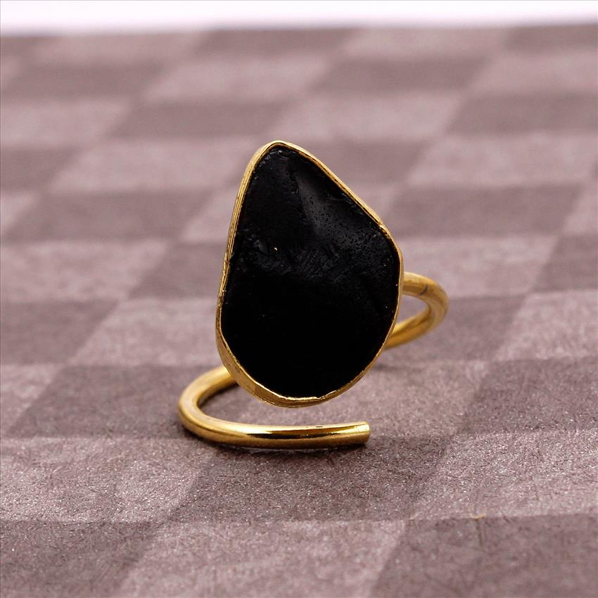Minimalist Ring, Rough Gemstone Ring, Raw Stone Ring, Adjustable Ring, Stacking Ring, Gold Plated Ring Jewelry (RSAR-17)