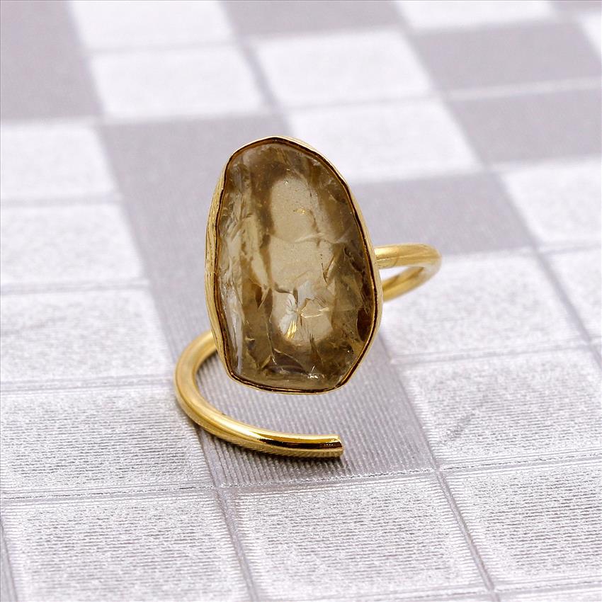 Minimalist Ring, Rough Gemstone Ring, Raw Stone Ring, Adjustable Ring, Stacking Ring, Gold Plated Ring Jewelry (RSAR-1)