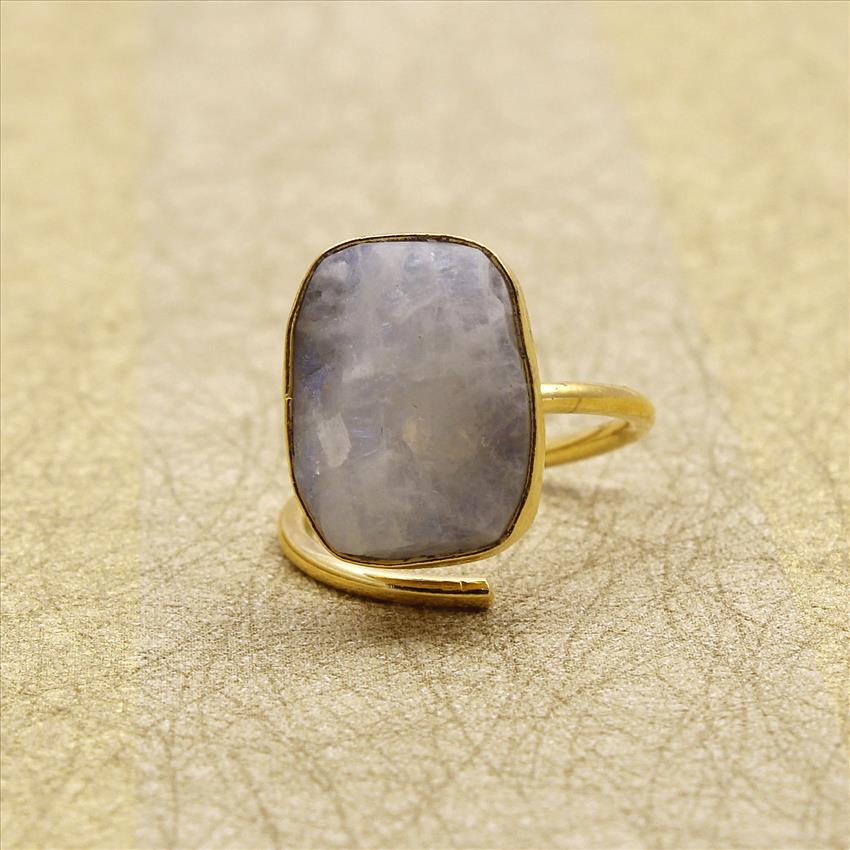 Minimalist Ring, Rough Gemstone Ring, Raw Stone Ring, Adjustable Ring, Stacking Ring, Gold Plated Ring Jewelry (RSAR-9)