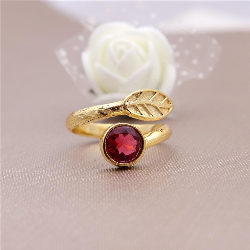Labradorite,Rose Quartz,Fuchsia,Topaz,Gemstone Gold Plated,Adjustable Ring, Multi Gemstone Rings Jewelry (EJ-1707)