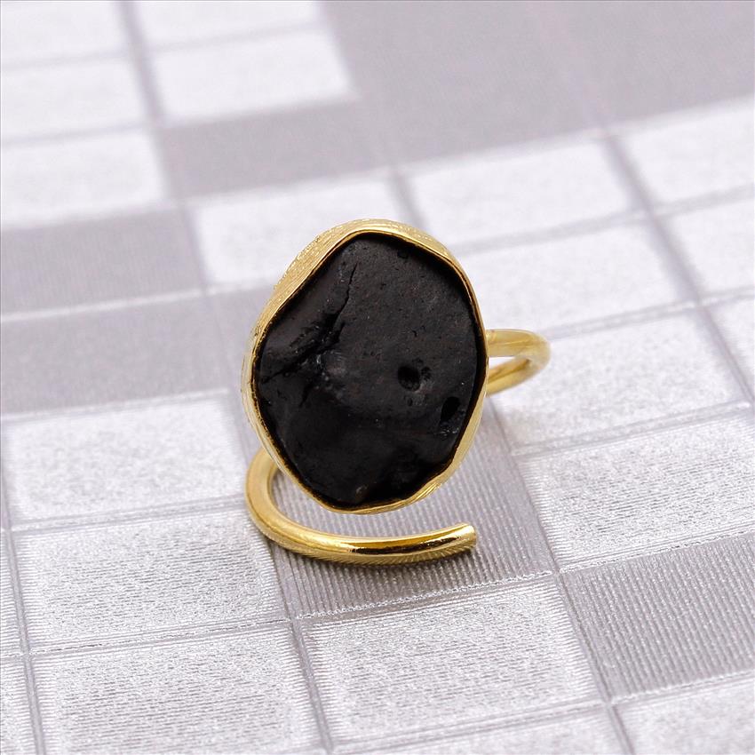 Minimalist Ring, Rough Gemstone Ring, Raw Stone Ring, Adjustable Ring, Stacking Ring, Gold Plated Ring Jewelry (RSAR-1)