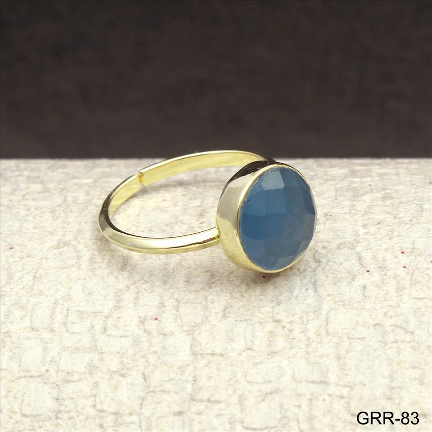 Blue Cat's Eye Gemstone, Gold Stackable Ring, Adjustable Rings, 10 MM Round Stone Ring,Solitaire Rings,Handmade Jewelry (GRR-81)