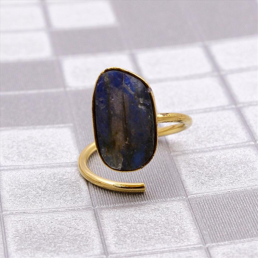 Minimalist Ring, Rough Gemstone Ring, Raw Stone Ring, Adjustable Ring, Stacking Ring, Gold Plated Ring Jewelry (RSAR-1)