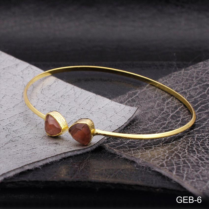 Blue ,Pink Cats Eye,Rutile ,Opalite Gemstone Bangle - 8MM Trillion - Adjustable Bracelet- Stacking Bracelet(GEB-5)