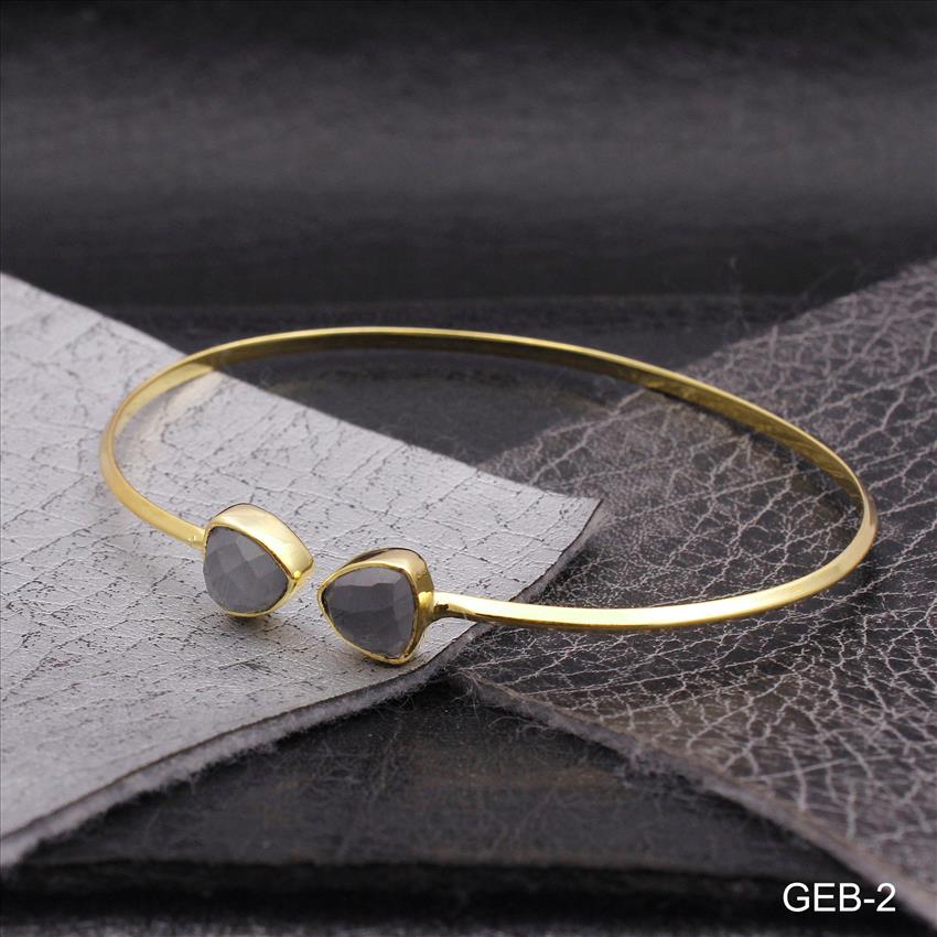 Green,Gray Cats Eye,Rutile ,Turquoise Gemstone Bangle - 8MM Trillion - Adjustable Bracelet- Stacking Bracelet(GEB-1)