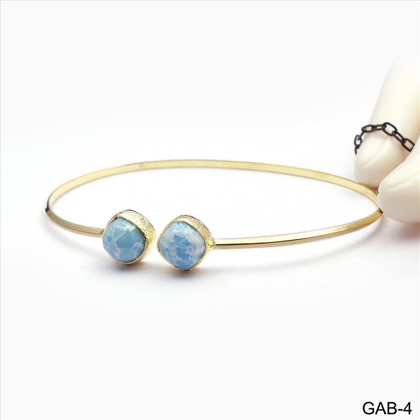 Elegant Adjustable Double Gemstone Bangle-Stacking Bangle Bracelet -Gold Plated Bangle Jewelry (GAB-1)
