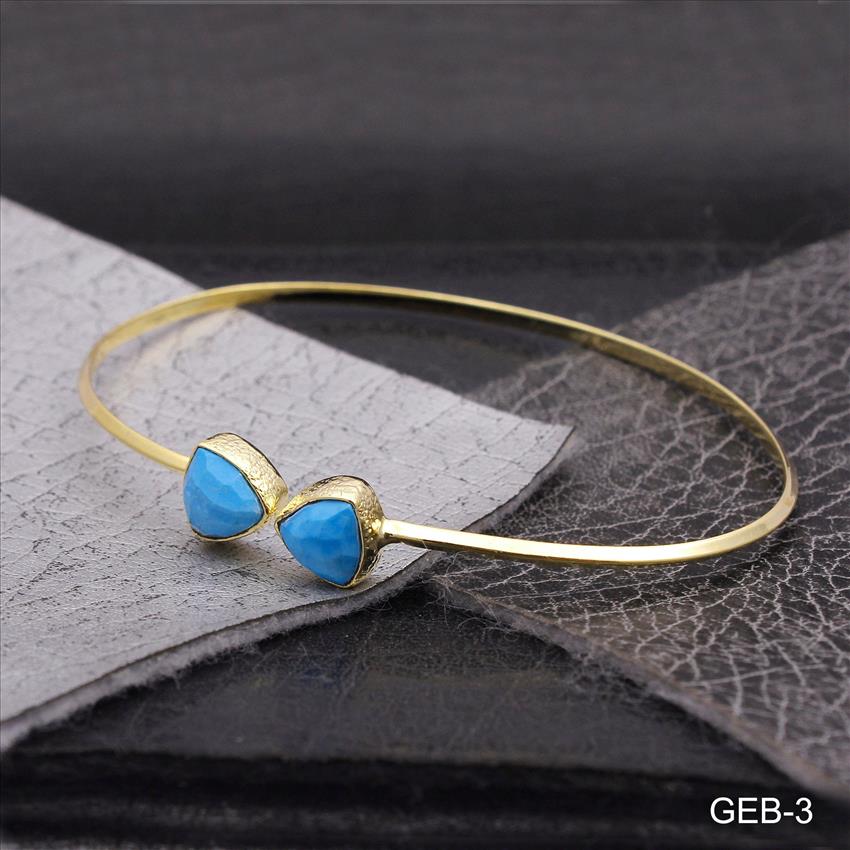 Green,Gray Cats Eye,Rutile ,Turquoise Gemstone Bangle - 8MM Trillion - Adjustable Bracelet- Stacking Bracelet(GEB-1)