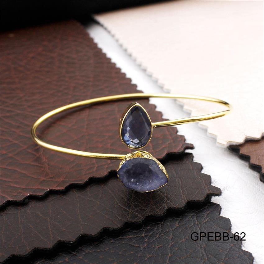 Gemstone Bangles -Geode Druzy Bangle -Pear Shape Bangle - Gold Plated Bracelet - Stackble Bangle Bracelet Jewelry (GPEBB-61)