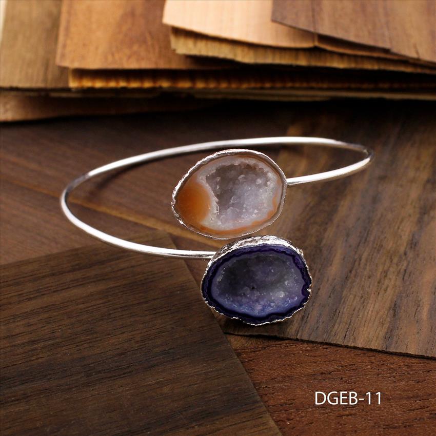 Geode Druzy Bracelet, Elegant Adjustable Bracelet, Druzy Geode Stacking Bangle, Natural Geode Druzy Bracelet, Making Jewelry (DGEB-9)