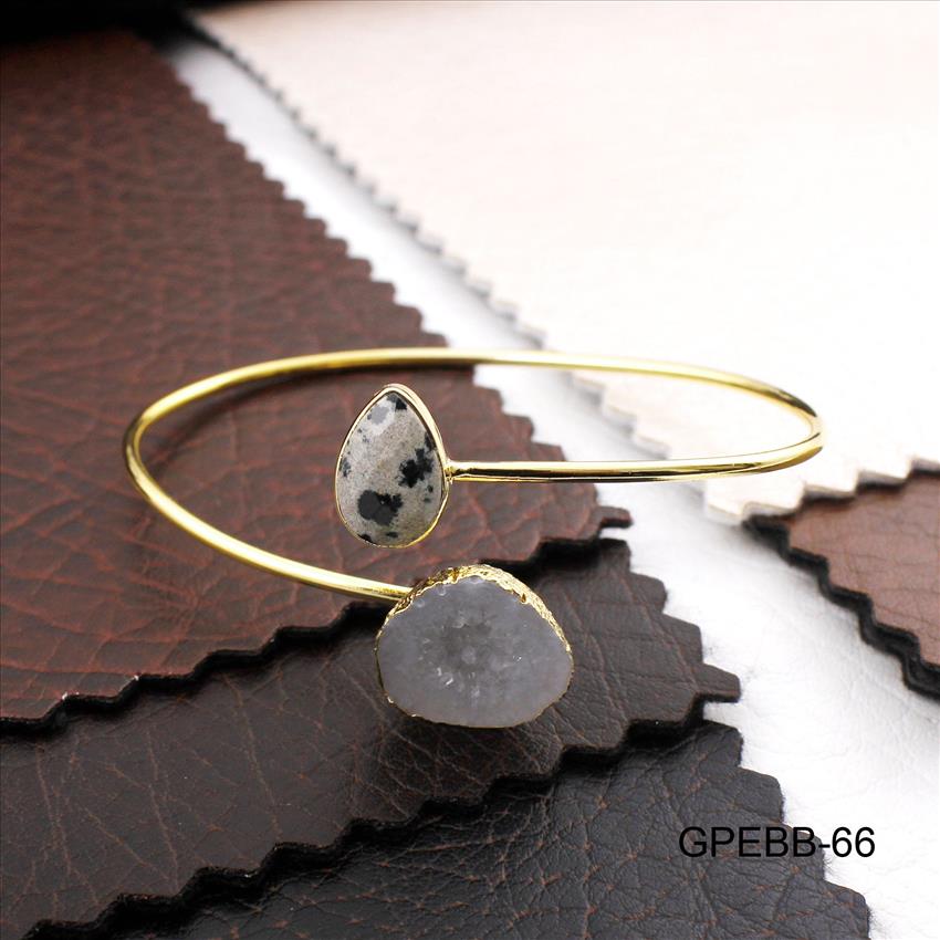 Gemstone Bangles -Geode Druzy Bangle -Pear Shape Bangle - Gold Plated Bracelet - Stackble Bangle Bracelet Jewelry (GPEBB-65)