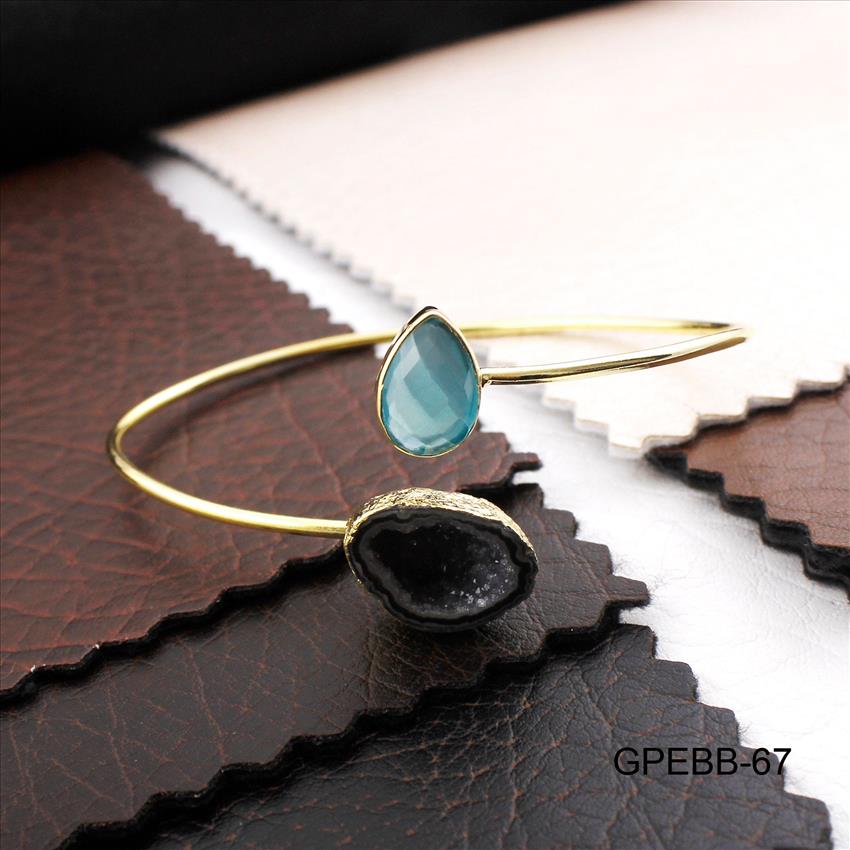 Gemstone Bangles -Geode Druzy Bangle -Pear Shape Bangle - Gold Plated Bracelet - Stackble Bangle Bracelet Jewelry (GPEBB-65)
