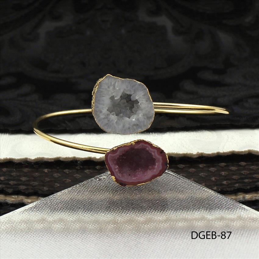 Geode Druzy Bracelet, Elegant Adjustable Bracelet, Druzy Geode Stacking Bangle, Natural Geode Druzy Bracelet, Gemstone Jewelry (DGEB-86)