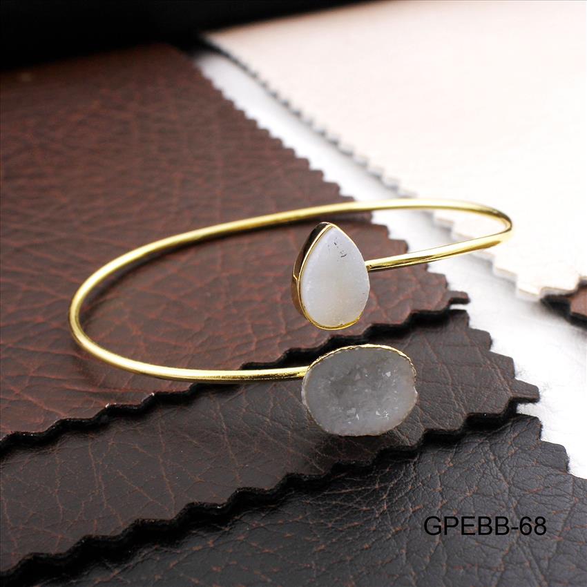 Gemstone Bangles -Geode Druzy Bangle -Pear Shape Bangle - Gold Plated Bracelet - Stackble Bangle Bracelet Jewelry (GPEBB-65)