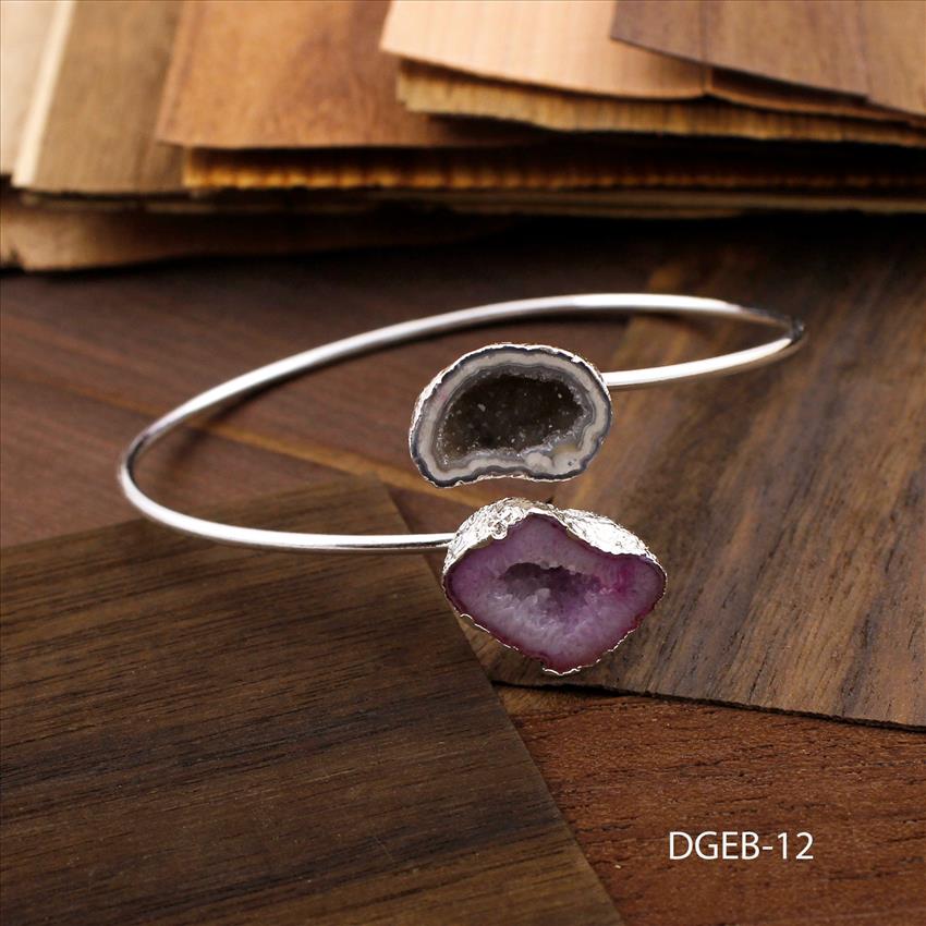 Geode Druzy Bracelet, Elegant Adjustable Bracelet, Druzy Geode Stacking Bangle, Natural Geode Druzy Bracelet, Making Jewelry (DGEB-9)