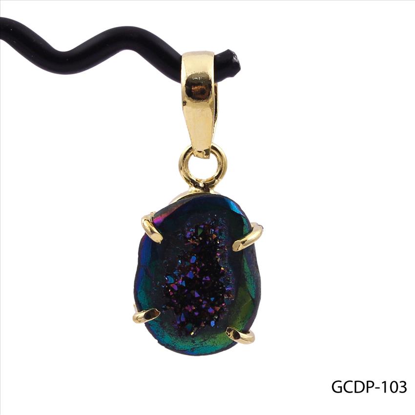 DIY Gemstone Pendant-Rainbow Fire Coated Druzy Pendant -Geode Druzy Pendants-Necklace Pendant -Gold Plated -Jewelry Making(GCDP-103)