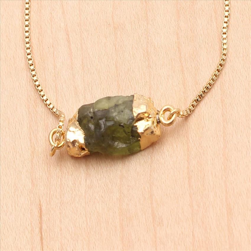 Prehnite, Sunstone Rough Gemstone Dedicated Adjustable Cubic Zircon Bracelets Gold Plated Bracelets Handmade Jewelry Supplies (EJ-2558)