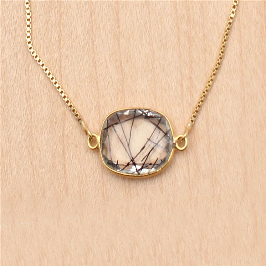 Crystal, Rutile Gemstone Adjustable Gold Chain Slider Bracelet With Cubic Zircon Bracelets Gemstone Jewelry Supplies  (EJ-2614)