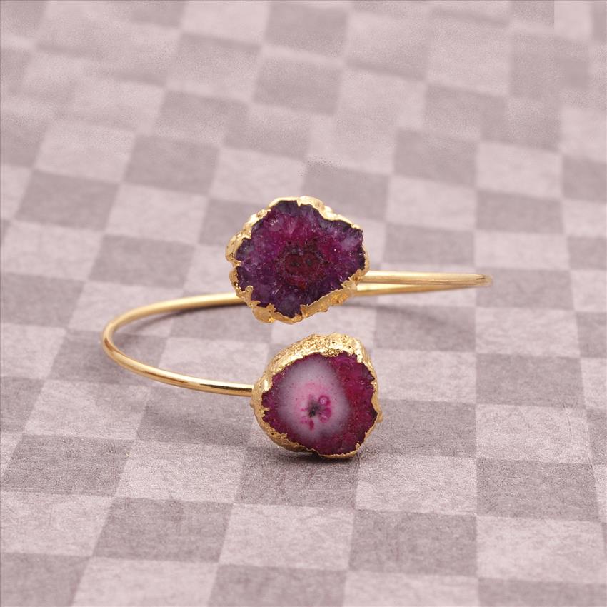 Solar Quartz Bracelet, Charm Bracelet, Solar Quartz Gemstone Bracelet, Gold Plated Bracelet, Natural Gemstone Bracelet Jewelry (EJ-724)