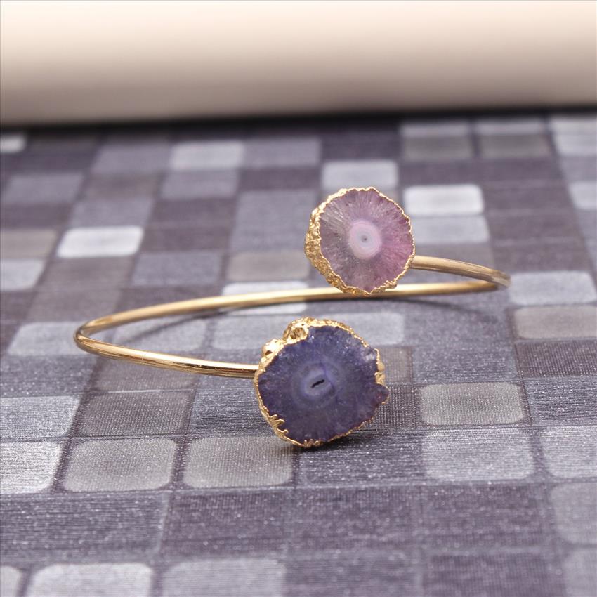 Solar Quartz Gemstone Bracelet, Solar Quartz Bracelet, Charm Bracelet, Gold Plated Bracelet, Natural Gemstone Bracelet Jewelry (EJ-713)