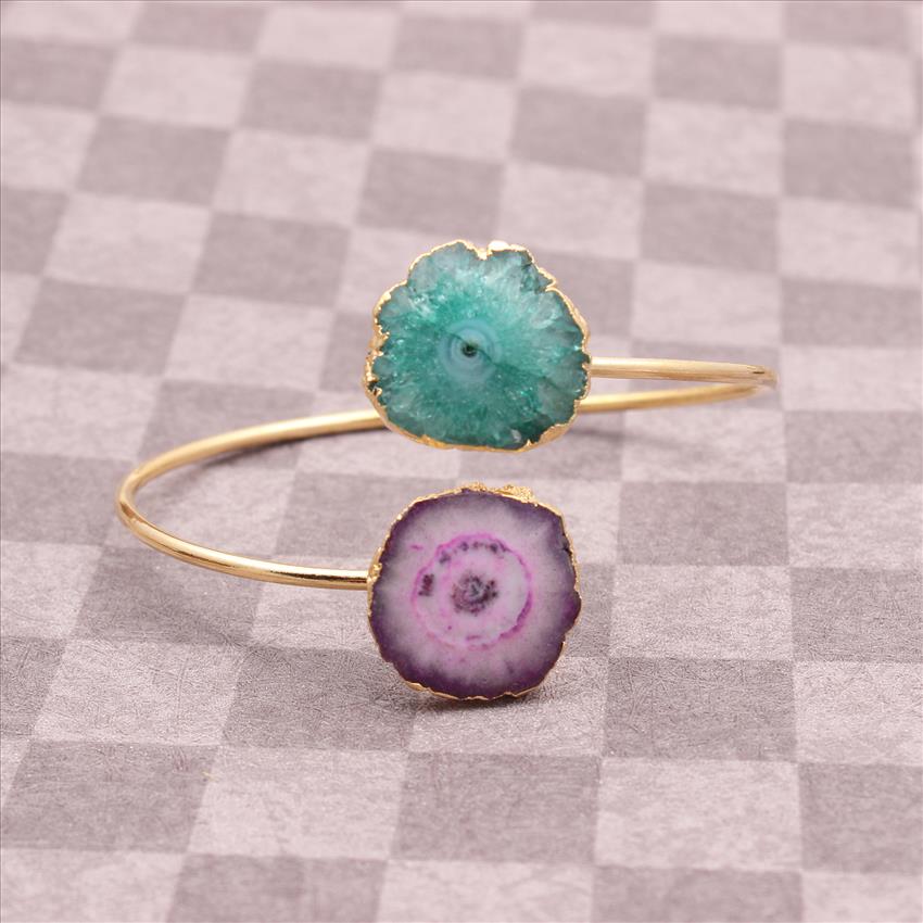 Solar Quartz Gemstone Bracelet, Solar Quartz Bracelet, Charm Bracelet, Gold Plated Bracelet, Natural Gemstone Bracelet Jewelry (EJ-716)