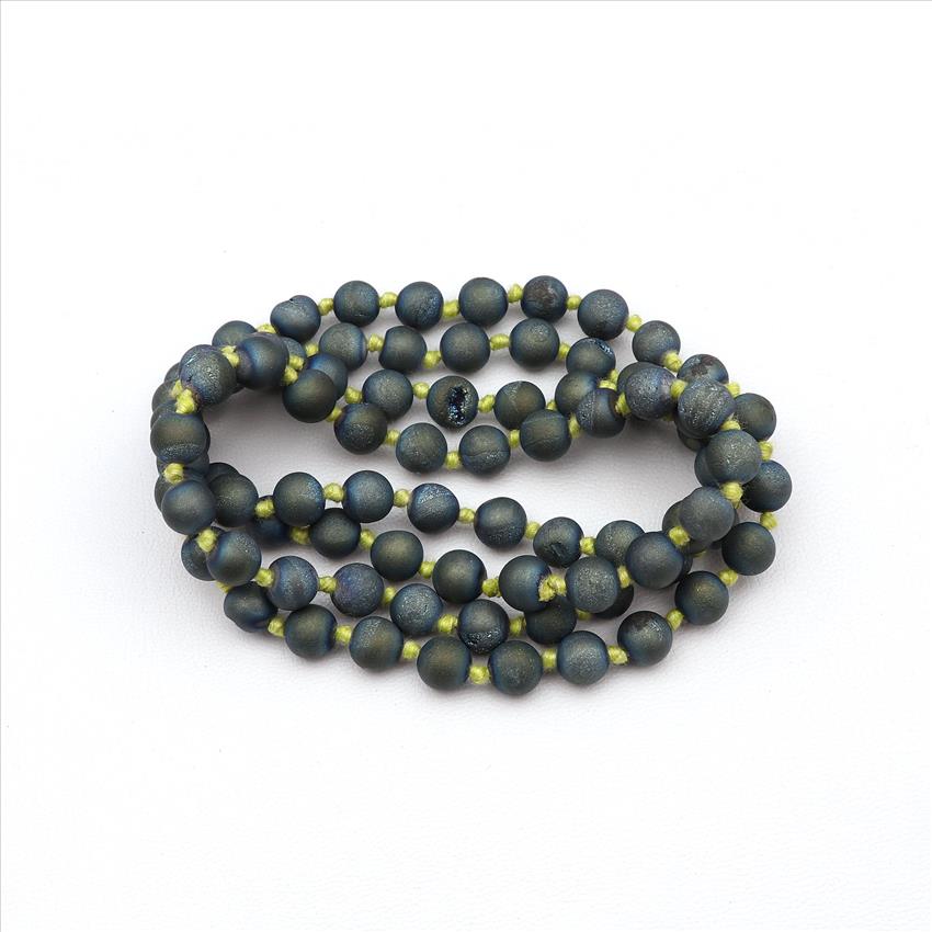 Multi Color Jade & Druzy Gemstone Beaded Necklace for Men Women Knotted Necklace Wholesale Jewelry (B8N-05)