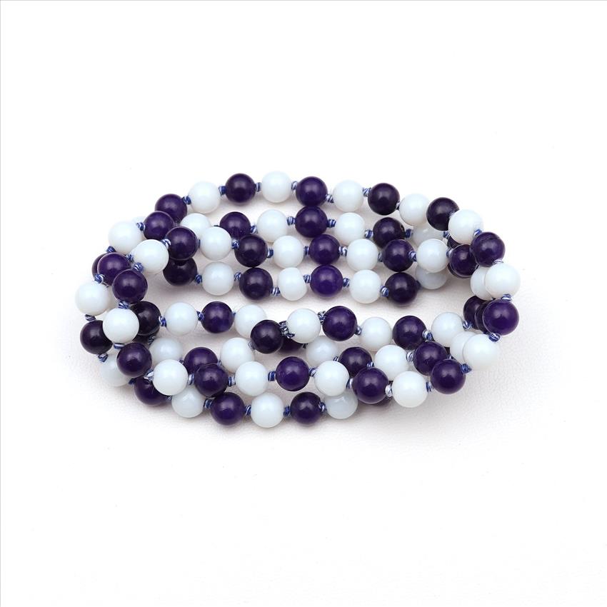 Druzy, Agate Gemstone Beaded Statement Necklace Handmade Knotted Necklace Thread Necklace Gift for Men & Women (B8N-69)