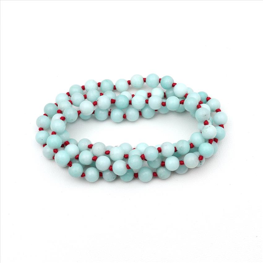 Kambaba Jasper, Druzy Gemstone Beaded Mala Beads Thread Necklace Handmade Knotted Necklace  (B8N-45)