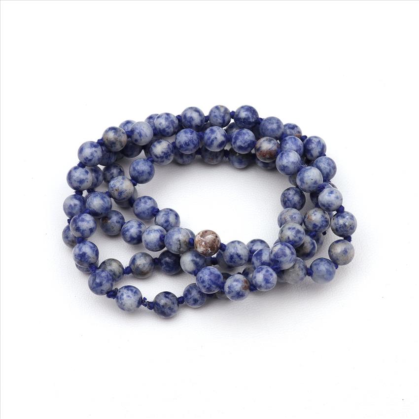 Jade & Sodalite Gemstone Beaded Necklace for Men Women Knotted Necklace Wholesale Gemstone Jewelry (B8N-25)