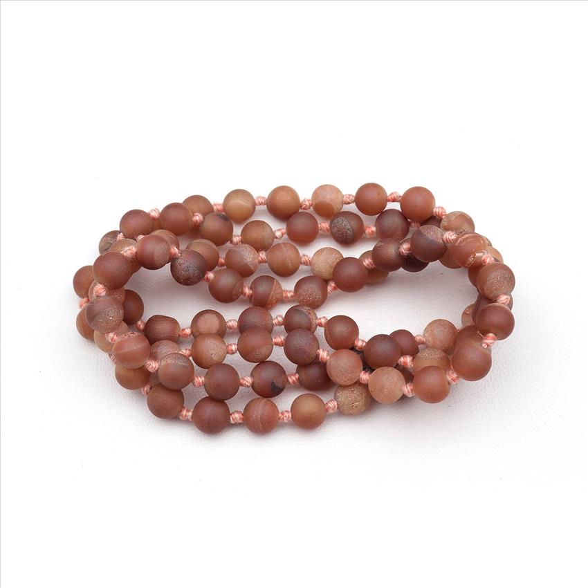 Jade, Druzy Gemstone Beaded Mala Beads Handmade Knotted Necklace Charm Necklace Jewelry (B8N-41)