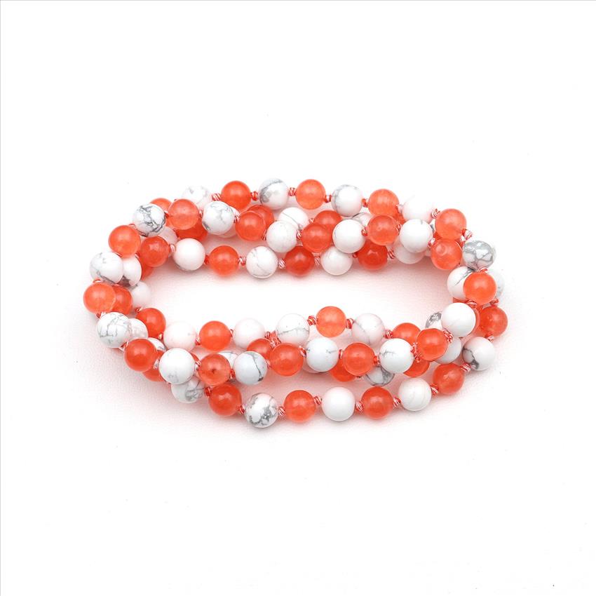 Druzy, Agate Gemstone Beaded Statement Necklace Handmade Knotted Necklace Thread Necklace Gift for Men & Women (B8N-69)