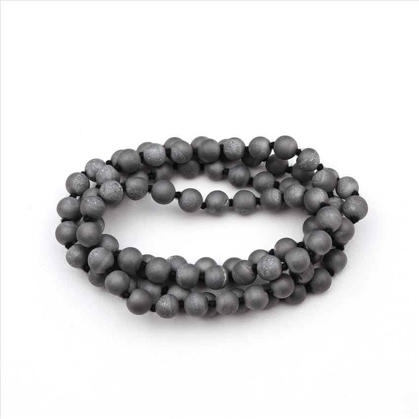 Multi Color Jade & Druzy Gemstone Beaded Necklace for Men Women Knotted Necklace Wholesale Jewelry (B8N-05)