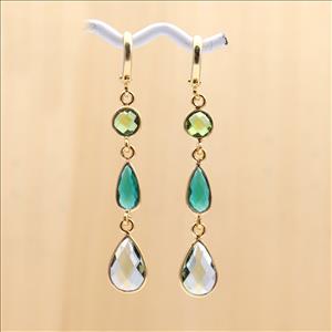 Amazing Multi Color Gemstone Dangling Earring Gold Plated Hook Earring Fashionable Handmade Jewelry (EJ-1310)