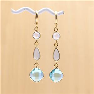Amazing Opalite & Prehnite Gemstone Gold Plated Hook Earring Fashionable Handmade Fine Jewelry (EJ-1318)