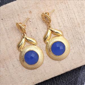 Amethyst, Chalcedony Gemstone, Hook & Dangling Earrings, Gold Plated Earrings, Making Earrings Jewelry (EJ-1483)