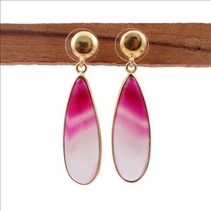 Agate Gemstone Earring, Gold Plated Stud Earrings, Onyx Agate Gemstone Earrings, Handmade Jewelry AGE-9