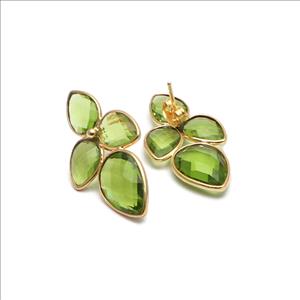 Agate, Crystal, Peridot Gemstone, Gold Plated Earrings, Gemstone Earrings, Gift For Girls Earrings, Handmade Earrings Jewelry (EJ-2887)