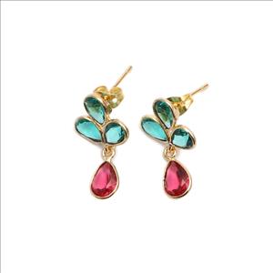 Apatite, Amethyst Iolite Multi Gemstones Gold Plated Earring Statement Stud Earring Multi Gemstone Fashion Jewelry (EJ-2428))