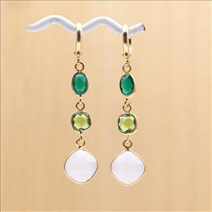 Amazing Multi Color Gemstone Dangling Earring Gold Plated Hook Earring Fashionable Handmade Jewelry (EJ-1330)
