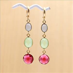 Amazing Opalite & Prehnite Gemstone Gold Plated Hook Earring Fashionable Handmade Fine Jewelry (EJ-1318)