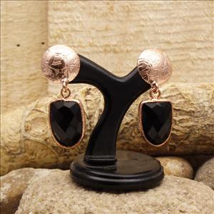 Amazing Black Onyx Gemstone, Fancy Shape Gemstone Earrings, Rose Gold/Silver Plated Earrings, Handmade Earrings Jewelry (EJ-126)