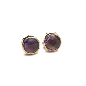 Apatite, Amethyst Gold Plated Earring Statement Stud Earring Multi Gemstone Fashion Jewelry (EJ-2983)