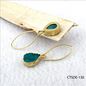 agate druzy gemstone, earrings, gold plated stud earrings, Hook Earrings Druzy Jewelry Earrings (CTSDE-130)