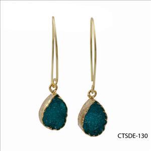 agate druzy gemstone, earrings, gold plated stud earrings, Hook Earrings Druzy Jewelry Earrings (CTSDE-130)